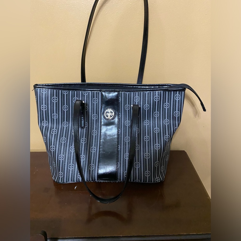 Gianni Bernini Large Black Tote Handbag